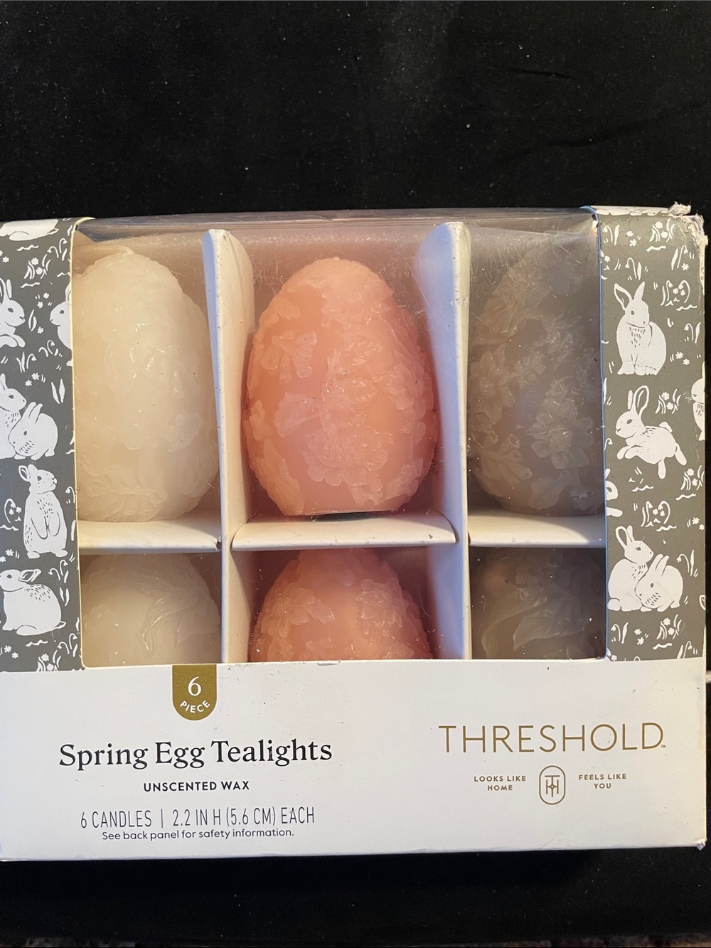Threshold Spring Egg Tealight Trio - Pink, Cream, Gray 6ct Unscented Wax New